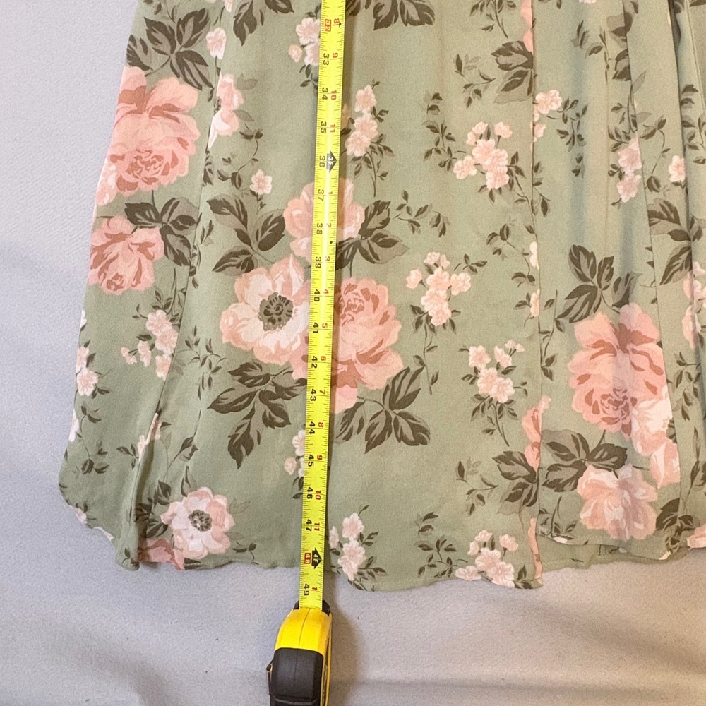 Reformation Gwenyth Midi Wrap Dress Athena Romantic Floral Print Green Pink Med - Picture 12 of 14